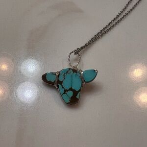 Turquoise Cow Pendant Necklace